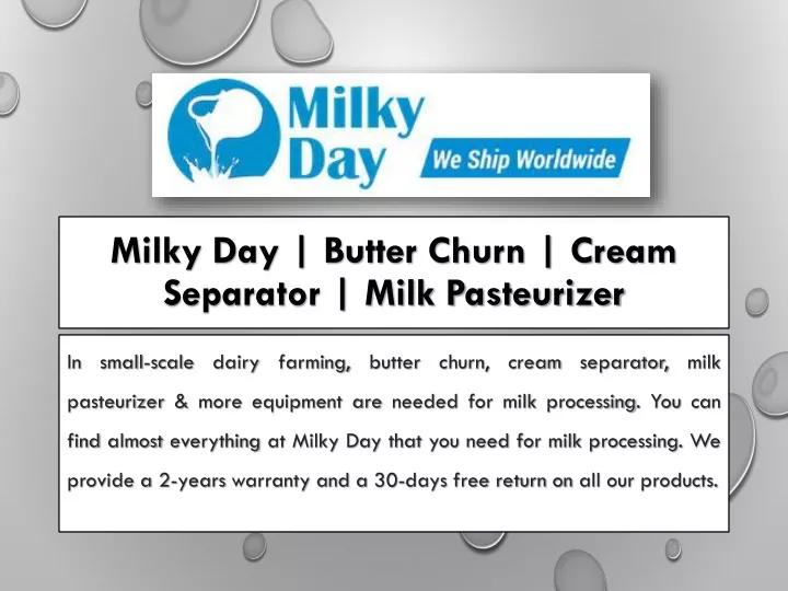 milky day butter churn cream separator milk pasteurizer
