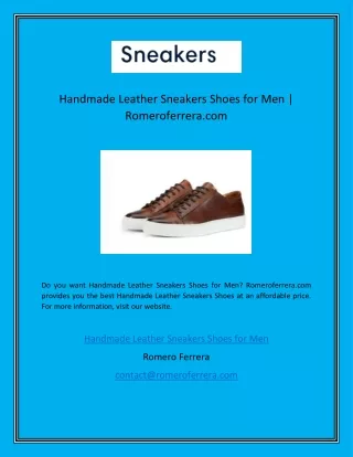 Handmade Leather Sneakers Shoes for Men  Romeroferrera