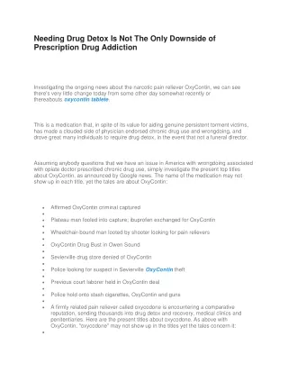 Needing Drug Detox Is Not The Only Downside of Prescription Drug Addiction