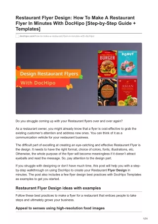 Restaurant Flyer Design: How To Make A Restaurant Flyer In Minutes With DocHipo