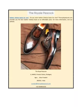 Leather chelsea boots for men | Theroyalepeacock.com