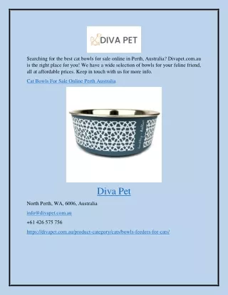 Cat Bowls For Sale Online Perth Australia Divapet.com.au