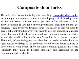 Composite door locks