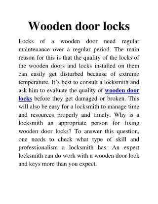 wooden door locks