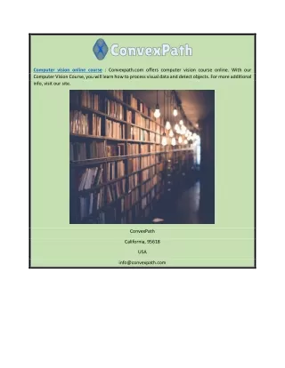 Computer vision online course