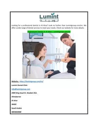 Professional Dentist in Al Ahsa | Lumintgroup.com/en