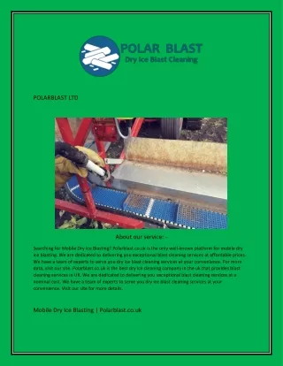 Mobile Dry Ice Blasting  Polarblast.co.uk