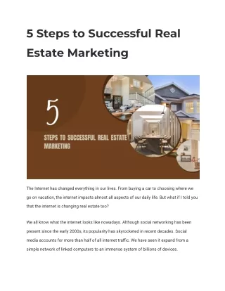 5 Steps to Successful Real Estate Marketing