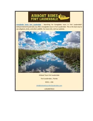 Everglades Tours Fort Lauderdale | Airboatridesfortlauderdale.vip