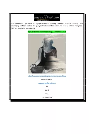 High Performance Coach Training Susandenee.com