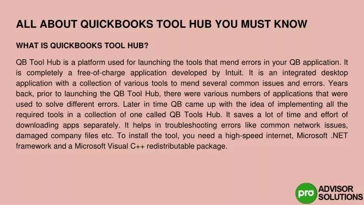 all about quickbooks tool hub you must know