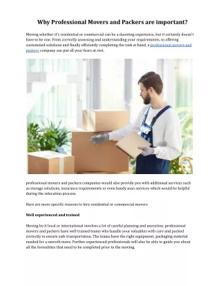 Why Professional Movers and Packers are important (2)
