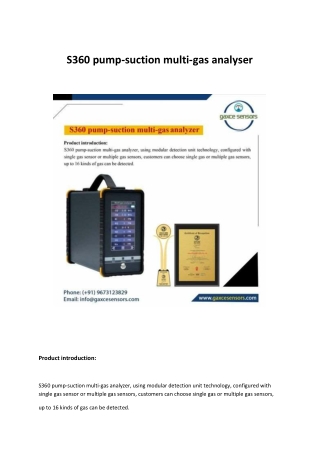 s360 pump suction multi gas analyser