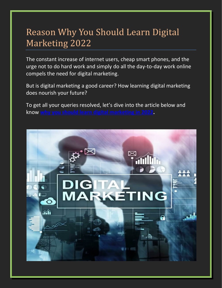 reason why you should learn digital marketing 2022