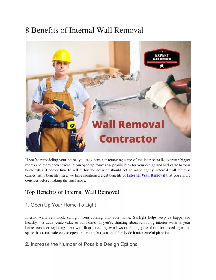 8 benefits of internal wall removal