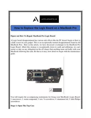 how to replace the logic board on a macbook pro
