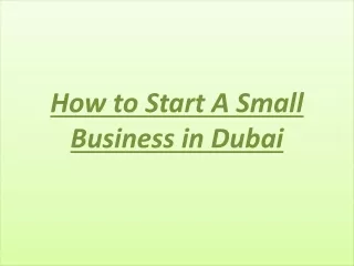 How to Start A Small Business in Dubai