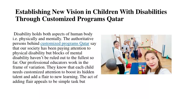 establishing new vision in children with