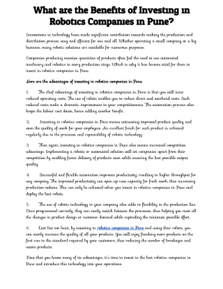 what are the benefits of investing in robotics