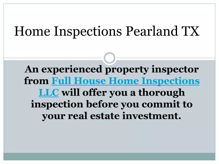 Ppt Home Inspections Pearland Tx Powerpoint Presentation Free