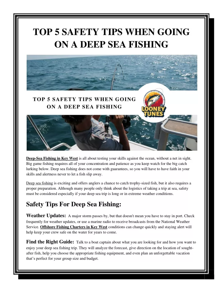 top 5 safety tips when going on a deep sea fishing