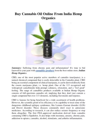 Buy Cannabis Oil Online From India Hemp Organics