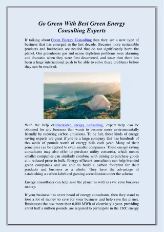 Go Green With Best Green Energy Consulting Experts