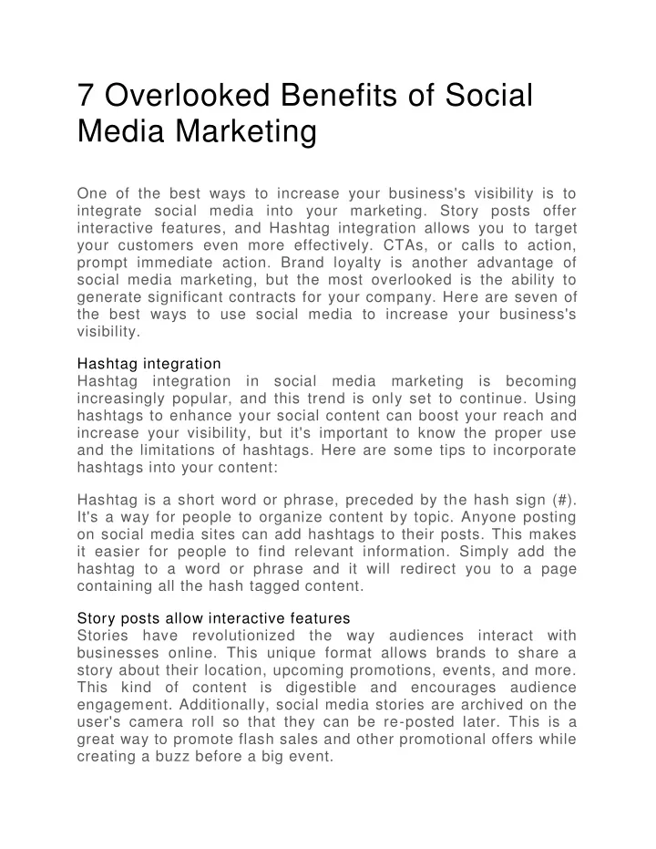 7 overlooked benefits of social media marketing
