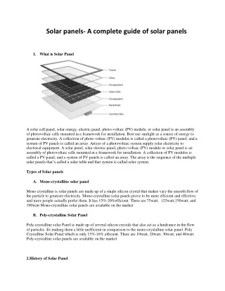 Solar panels- A complete guide of solar panels