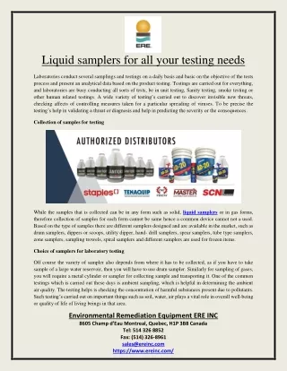Liquid samplers for all your testing needs