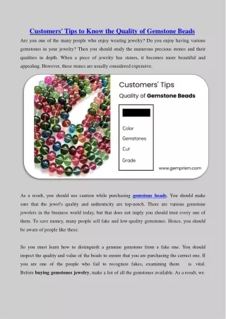 Customers Tips To Know The Quality of Gemstone Beads
