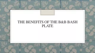 The Benefits of the B&B Bash Plate