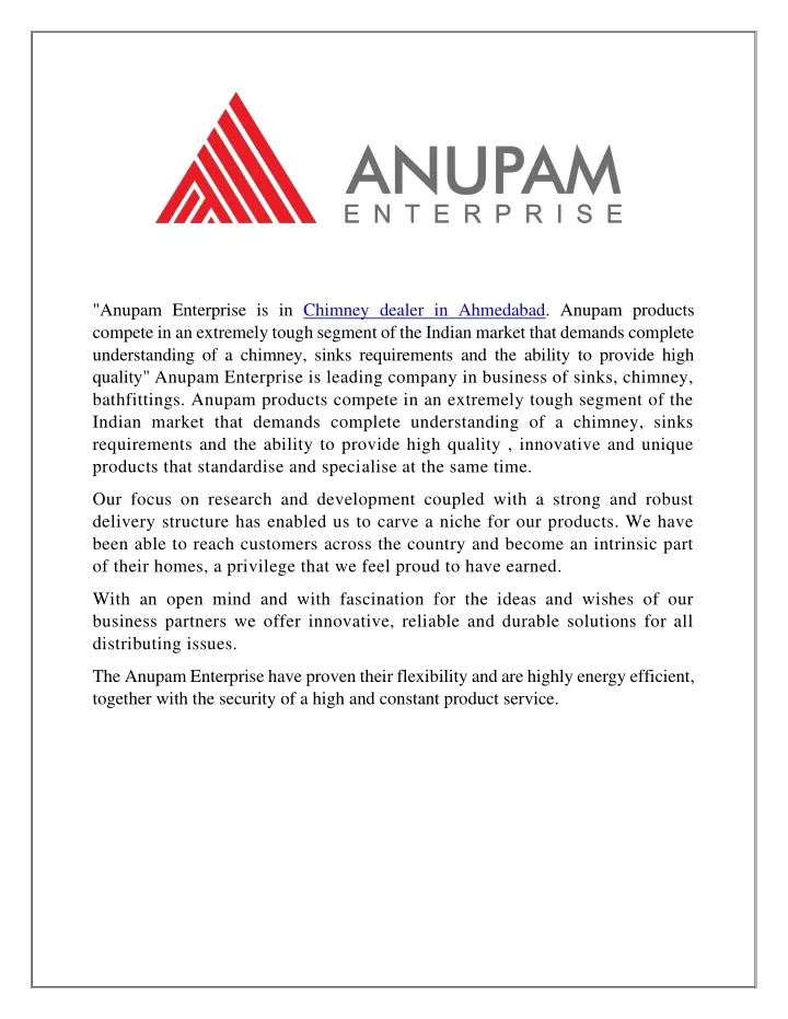 anupam enterprise is in chimney dealer