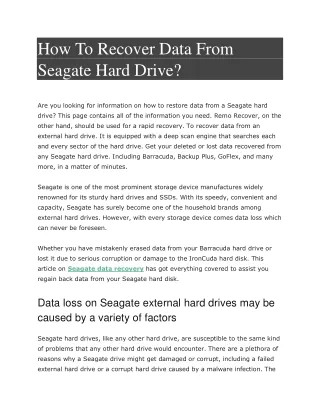How To Recover Data From Seagate Hard Drive
