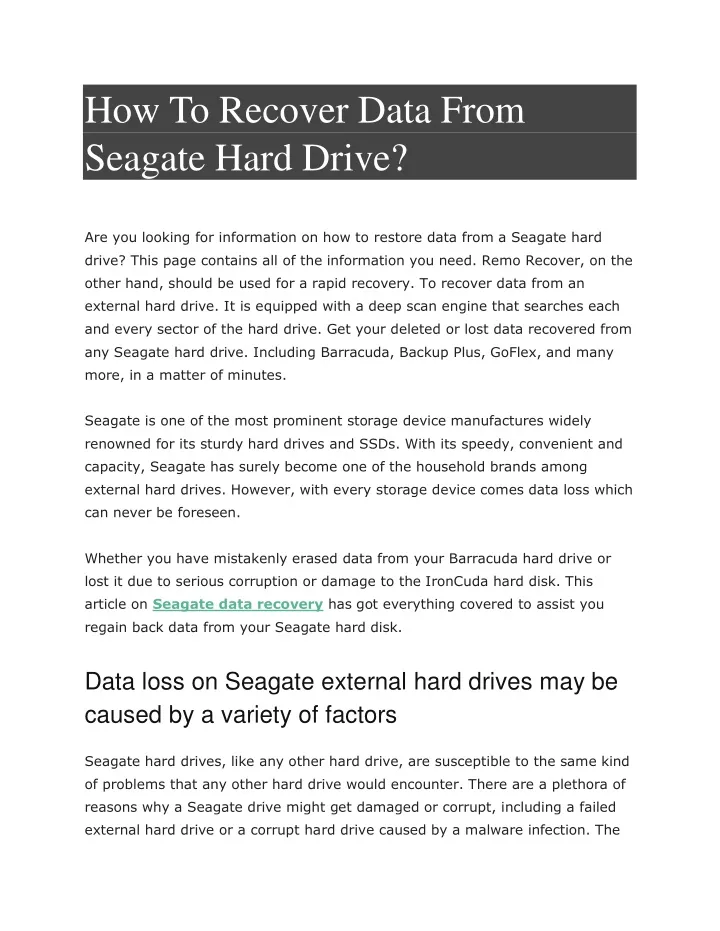 how to recover data from seagate hard drive