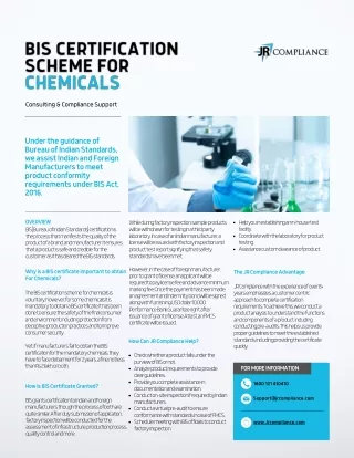 BIS CERTIFICATION SCHEME FOR CHEMICAL