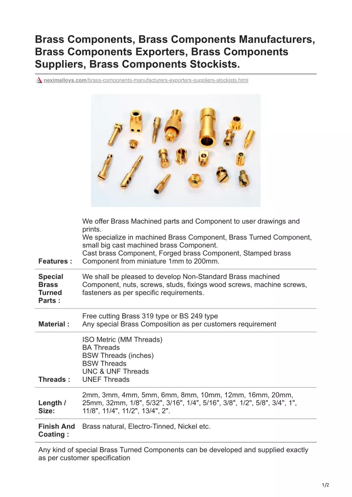 brass components brass components manufacturers