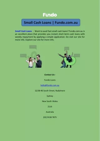 Small Cash Loans | Fundo.com.au