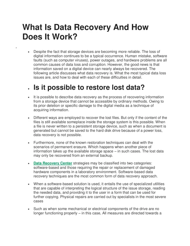 what is data recovery and how does it work