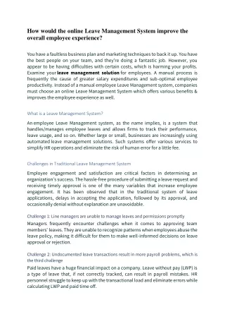 how would the online leave management system