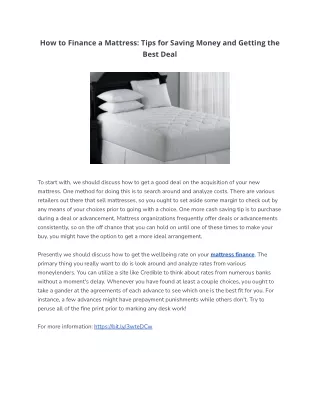 how to finance a mattress tips for saving money