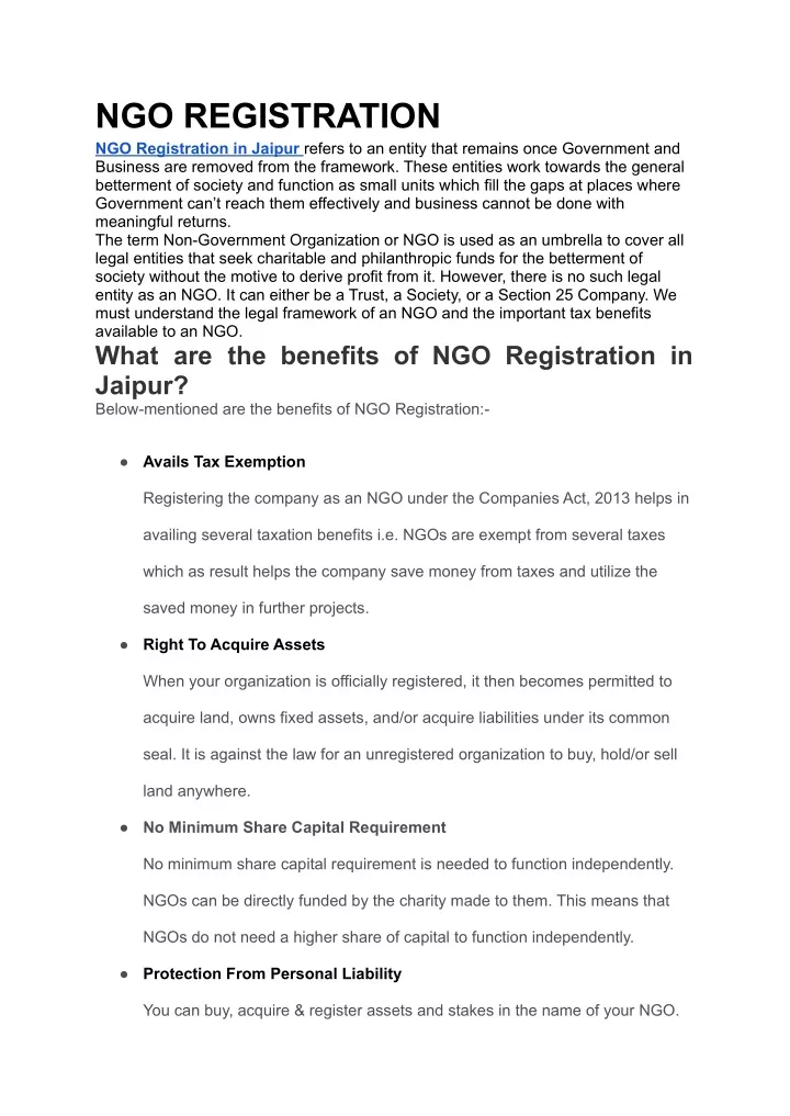 ngo registration ngo registration in jaipur