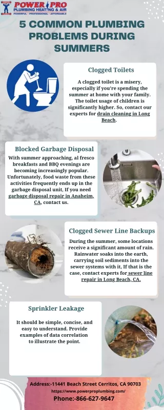5 common plumbing problems during summers