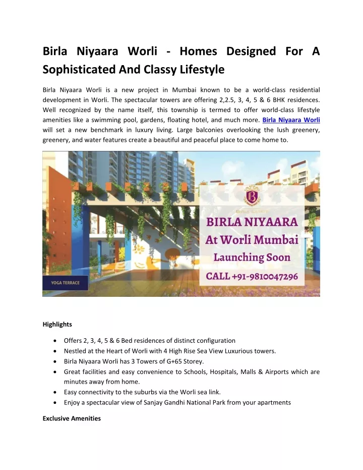 birla niyaara worli homes designed