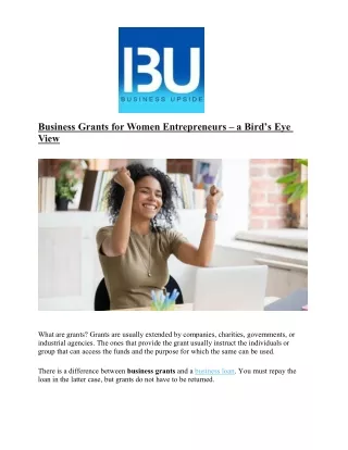 Business Grants for Women Entrepreneurs – a Bird’s Eye View