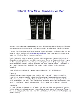 Natural Glow Skin Remedies for Men
