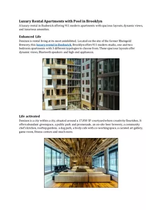 Luxury Rental Apartments with Pool in Brooklyn  - Denizen Bushwick