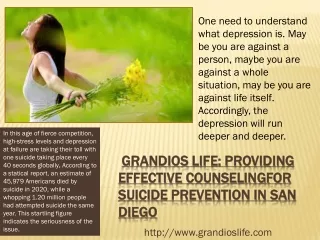 Grandios Life: Providing Effective Counselingfor Suicide Prevention in San Diego