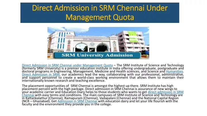 direct admission in srm chennai under management quota