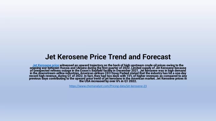 jet kerosene price trend and forecast